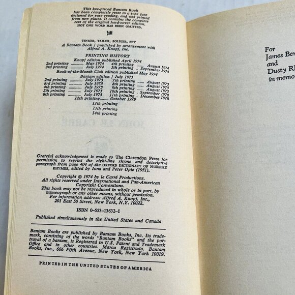 Tinker Taylor Soldier Spy John Le Carre Paperback Vintage Collectible 1974 - Picture 3 of 6